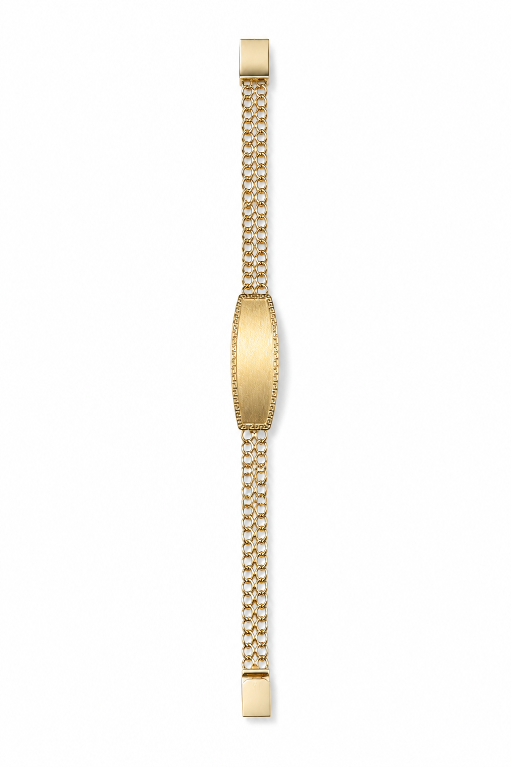 14K Yellow Gold Double-Row ID Bracelet with Greek Key Border