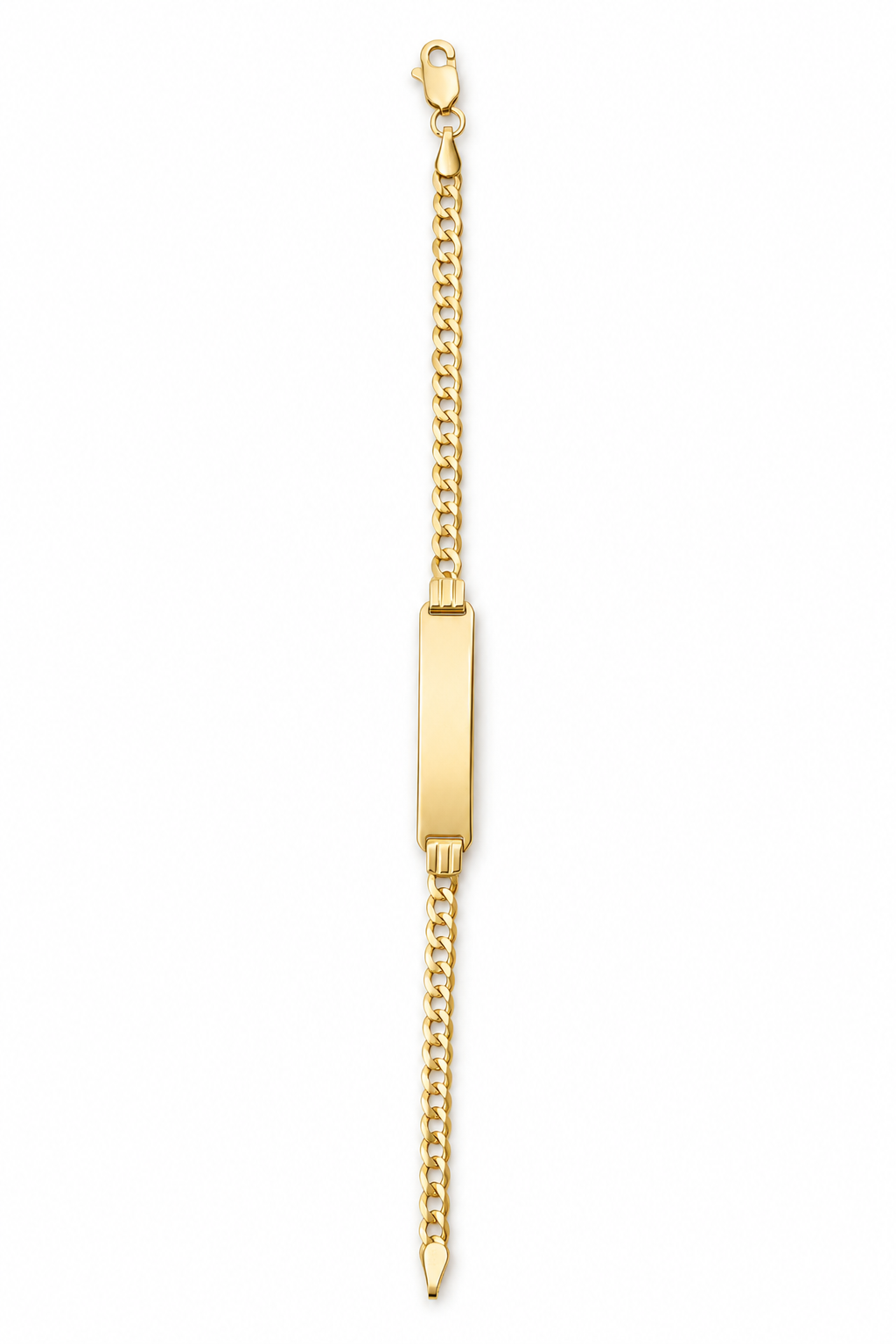 14K Yellow Gold Classic ID Bracelet with Curb Link Chain