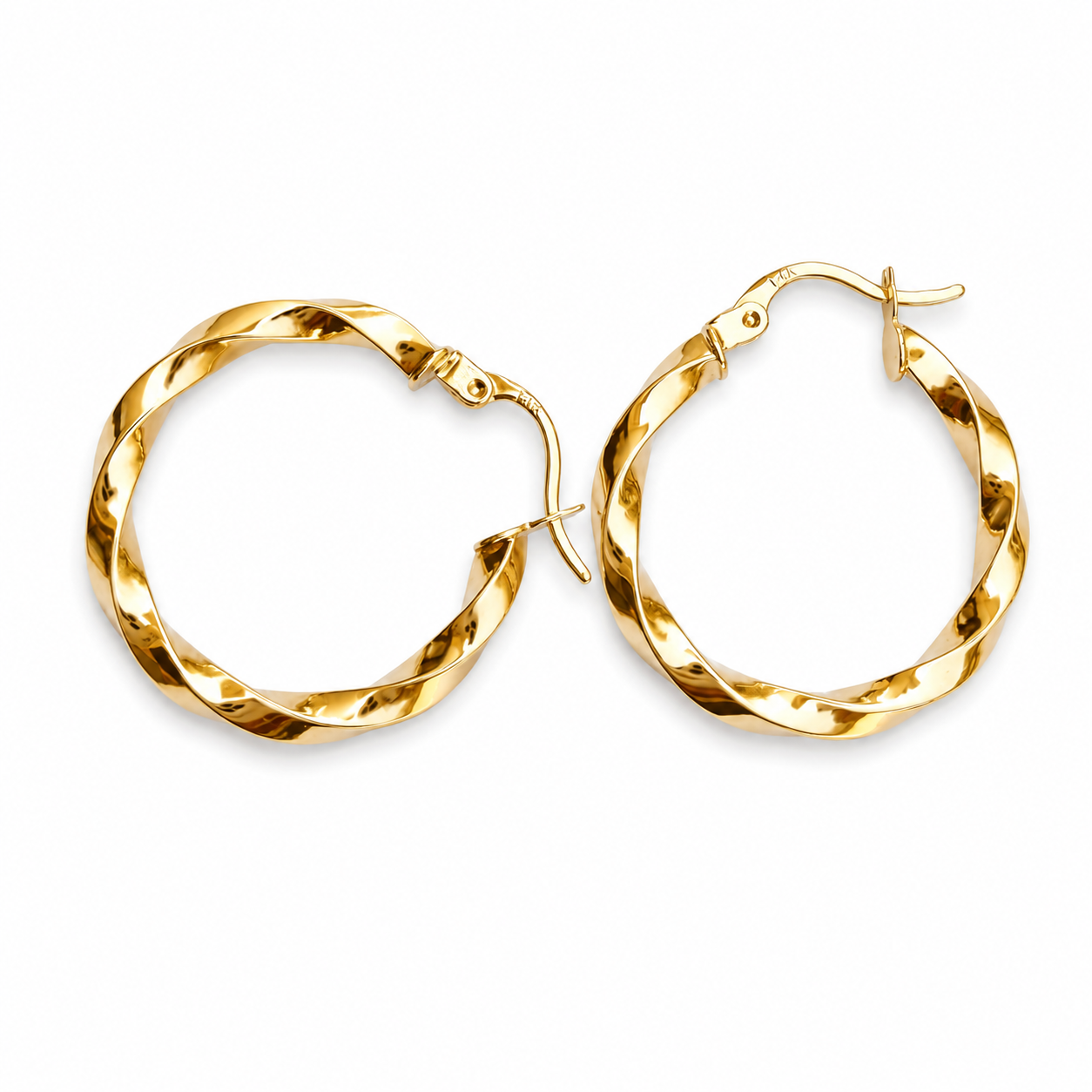 14K Yellow Gold Twisted Hoop Earrings